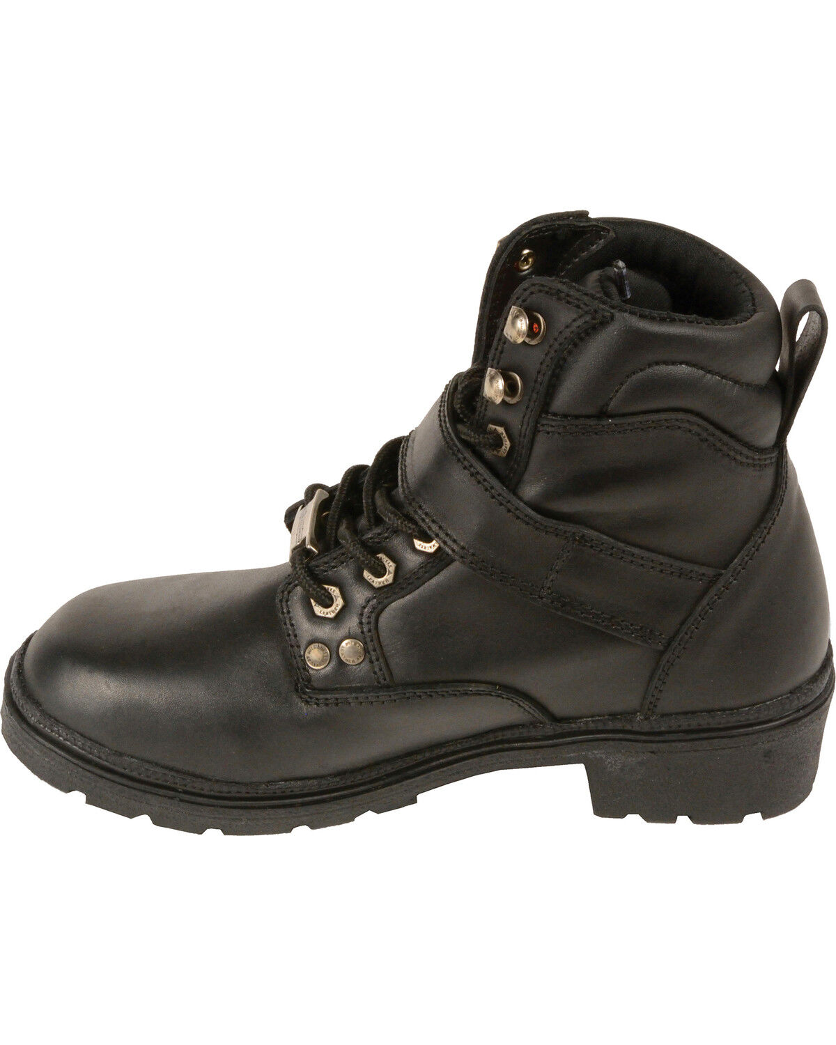 Image #2 - Milwaukee Leather Women's Side Buckle Plain Toe Boots - Round Toe, Black, hi-res