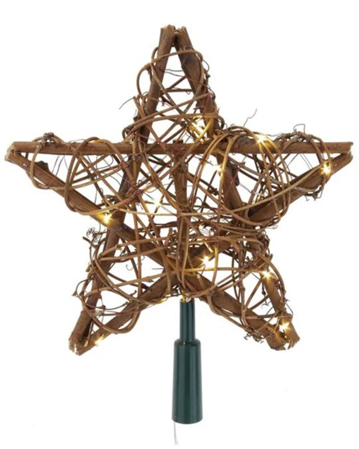 Image #1 - Kurt Adler 10" 20L Warm White Fairy LED Natural Rattan Star Treetop, Multi, hi-res