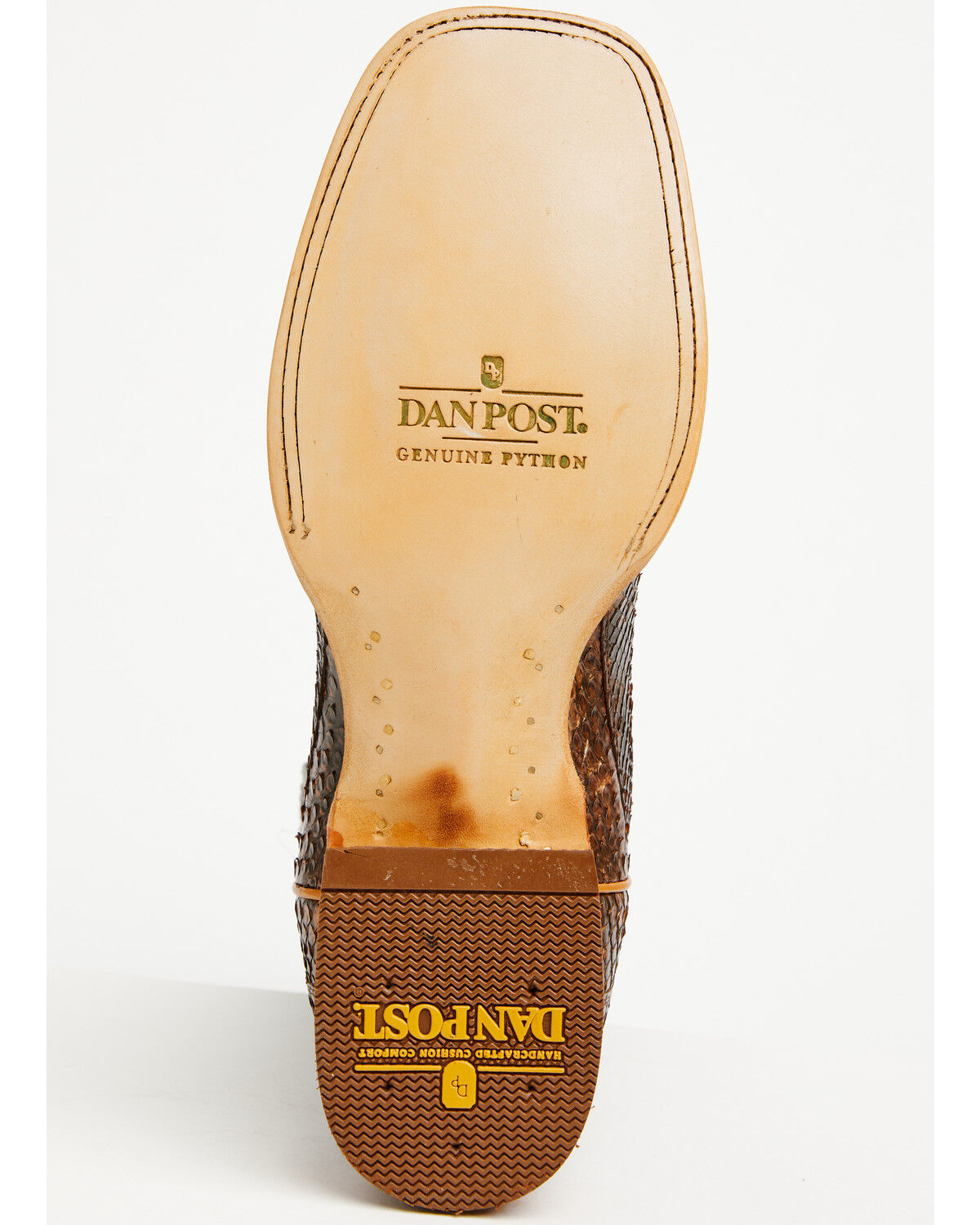 Image #7 - Dan Post Men's Exotic Python Belly Western Boots - Broad Square Toe, Brown, hi-res