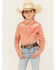 Image #1 - Shyanne Girls' Western Embroidered Fringe Long Sleeve Snap Stretch Western Shirt , Rose, hi-res