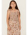 Image #2 - Cotton & Rye Girls' Floral Print Maxi Dress, Rust Copper, hi-res