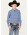 Image #1 - Ariat Boys' Small Pro Series Grid Plaid Print Long Sleeve Button-Down Western Shirt, Blue, hi-res