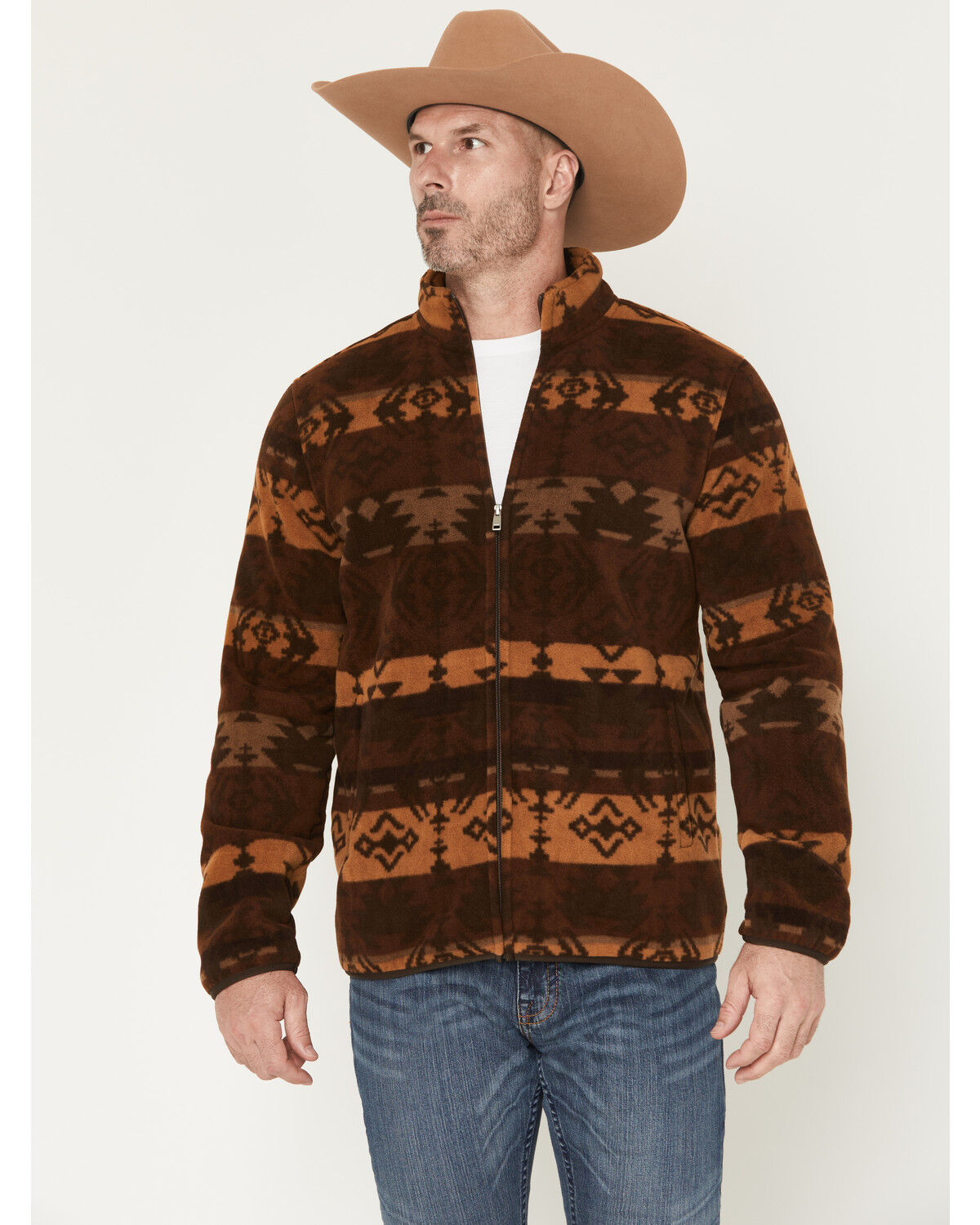 Cody James Men's Willows Southwestern Print Zip-Up Jacket, Dark Brown, hi-res
