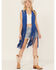 Image #1 - Fornia Women's Suede Fringe Vest, Blue, hi-res