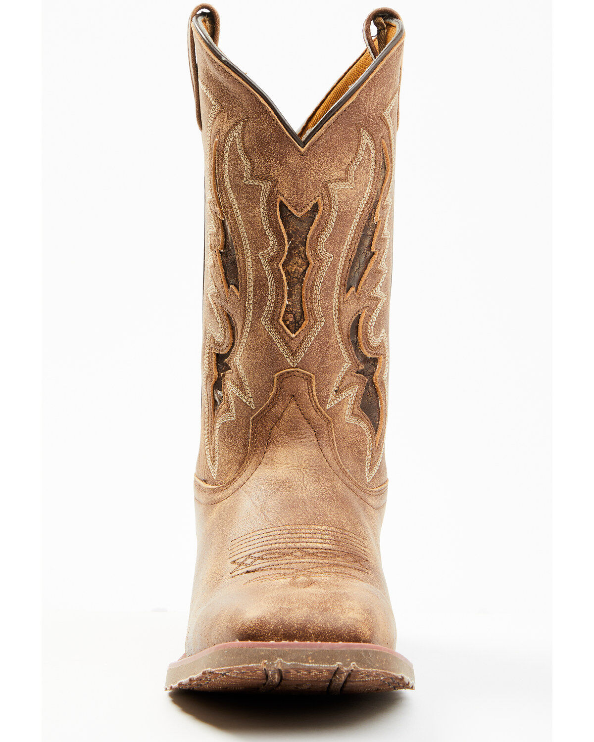 Image #4 - Laredo Men's Distressed Leather Performance Western Boots - Broad Square Toe, Tan, hi-res