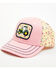 Image #1 - John Deere Girls' Floral Print Tractor Patch Ball Cap , Pink, hi-res