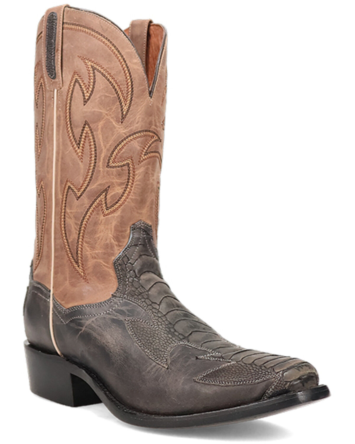 Dan Post Men's Exotic Ostrich Western Boots - Square Toe, Grey, hi-res