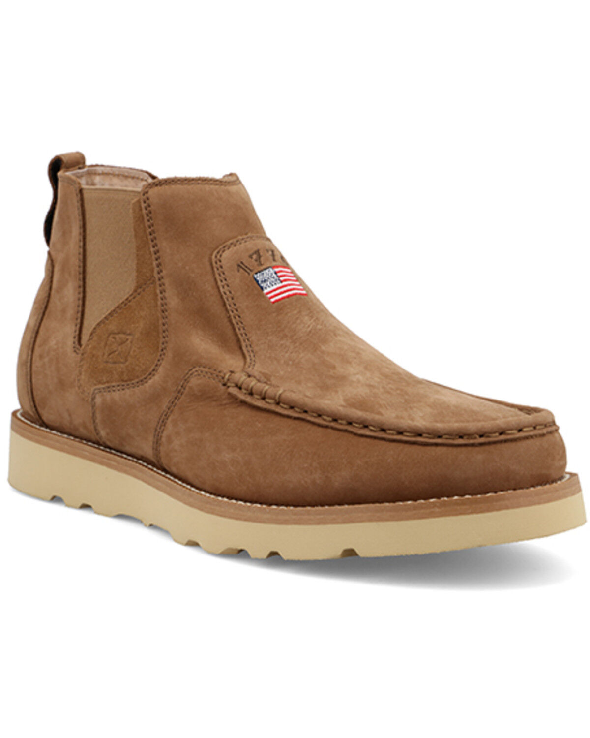Twisted X Men's Patriotic Wedge Sole Chelsea Boots - Moc Toe, Camel, hi-res