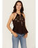 Image #1 - Shyanne Women's Embroidered Side Tie Tank Top, Chocolate, hi-res