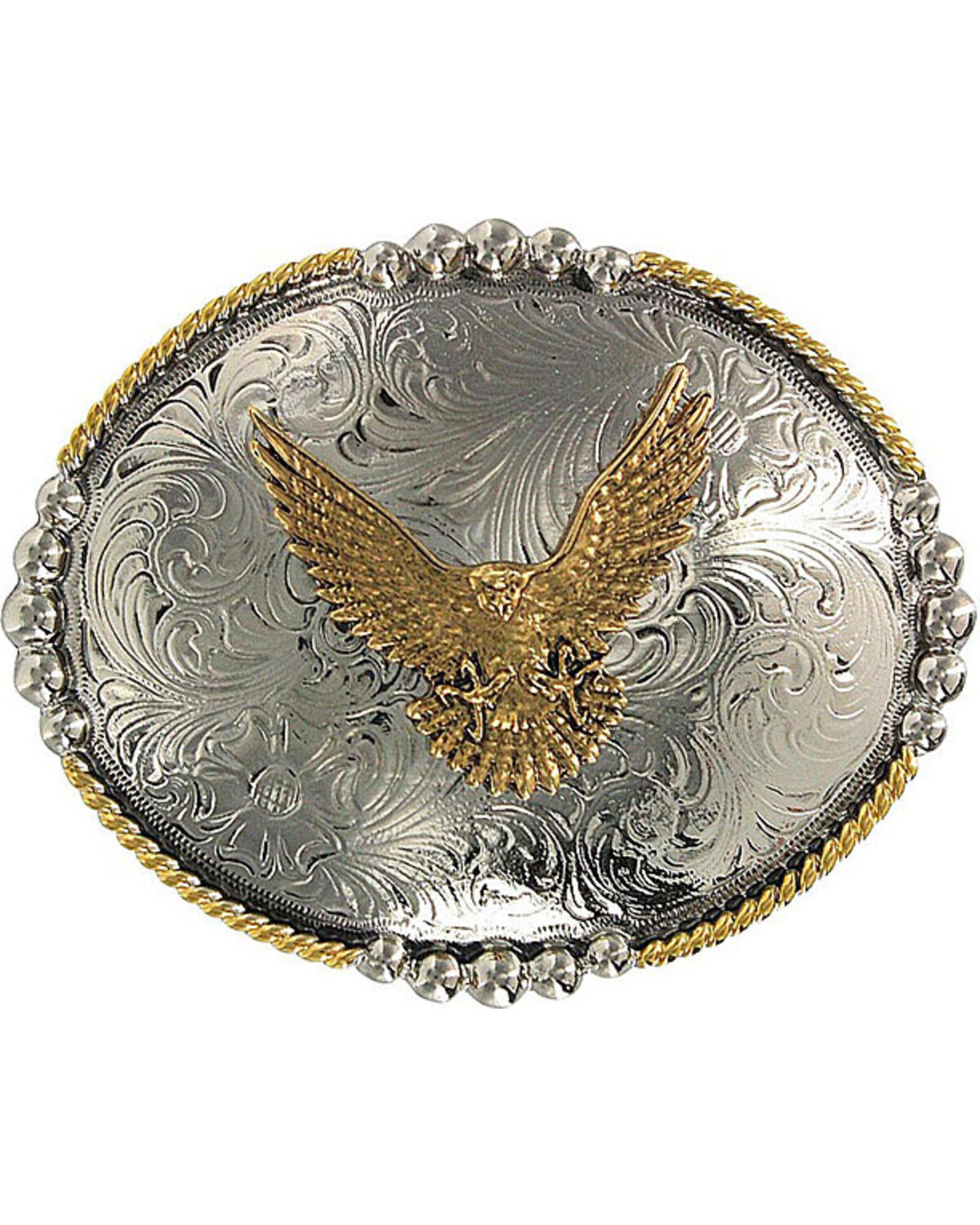 Cody James&reg; Oval Eagle Belt Buckle, Silver, hi-res