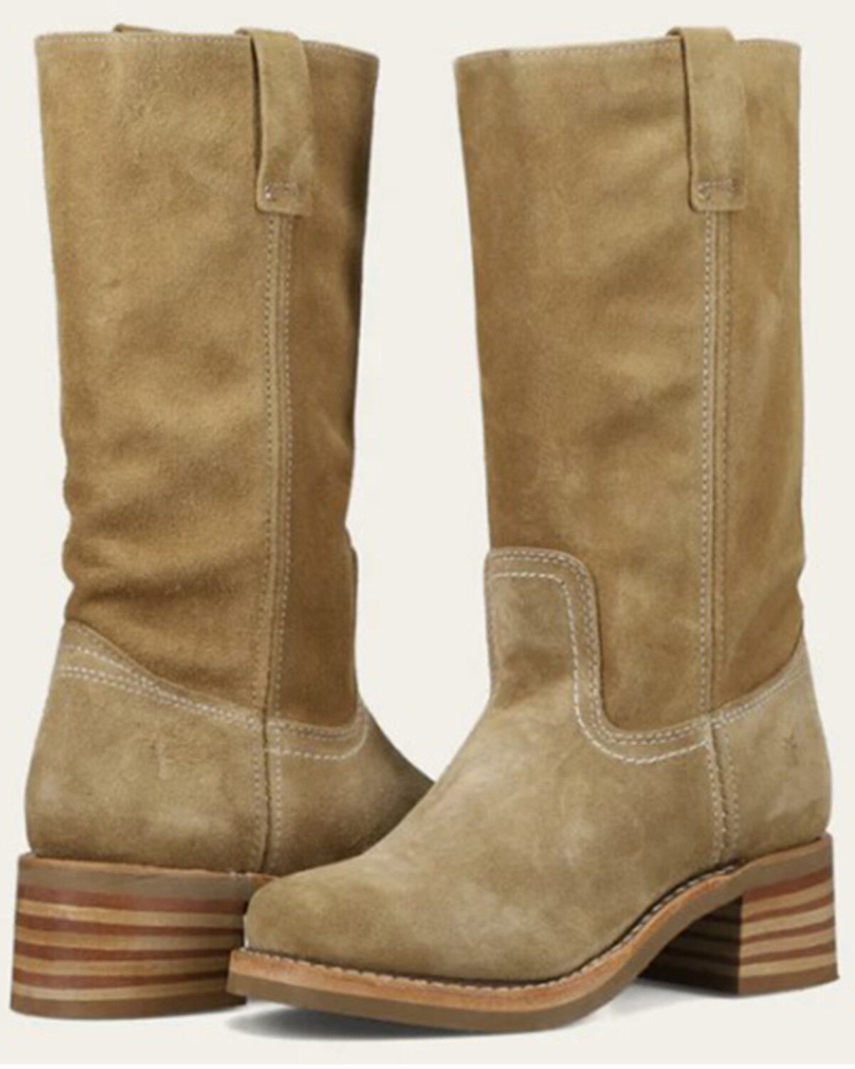 Image #4 - Frye Women's Campus 12R Suede Fashion Boots - Round Toe, Tan, hi-res