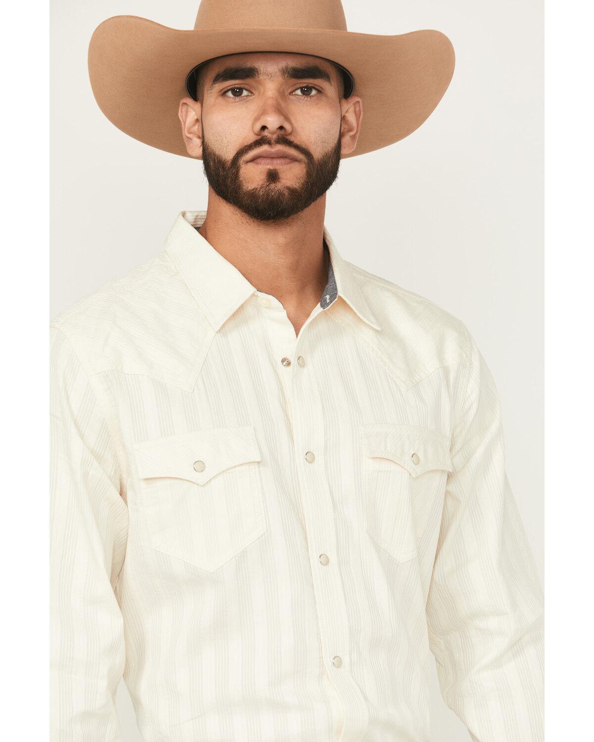 Image #2 - Cody James Men's Rustic Range Tonal Striped Long Sleeve Snap Western Shirt - Tall, Cream, hi-res