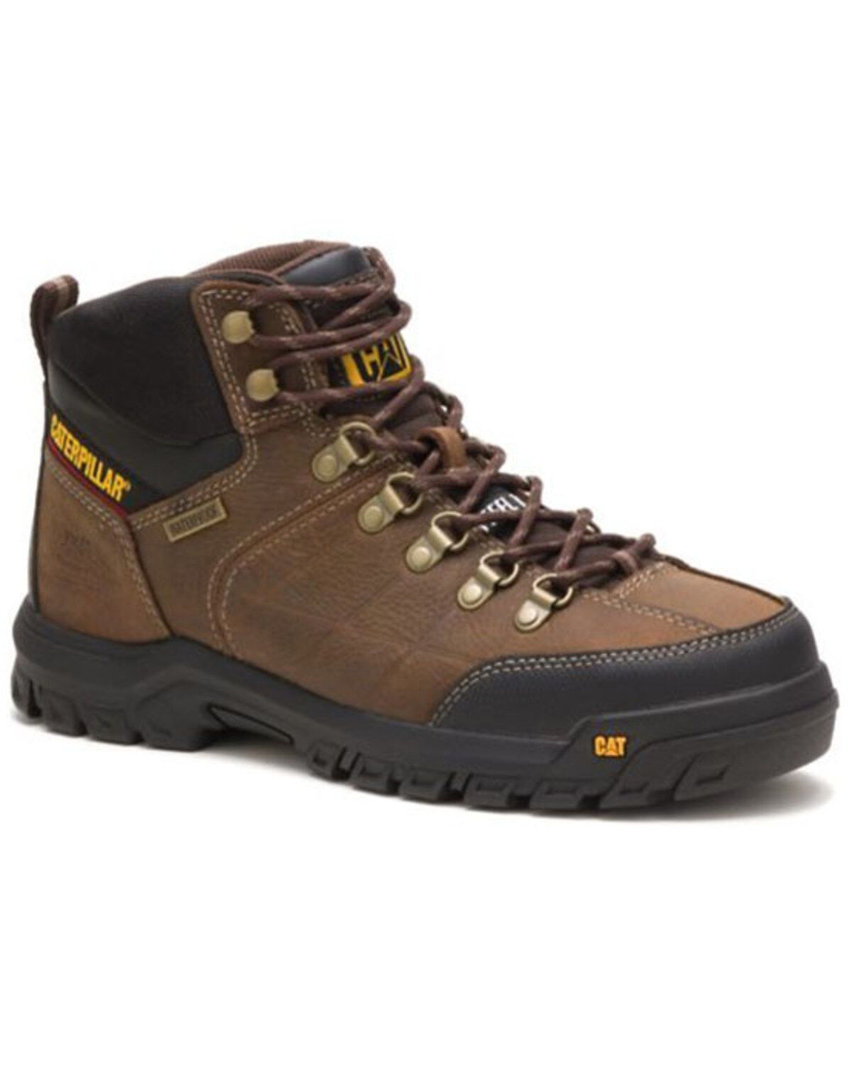 CAT Men's Threshold Waterproof Work Boots - Steel Toe, Brown, hi-res