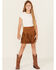 Image #1 - Shyanne Girls' Faux Suede Fringe Skirt, Camel, hi-res