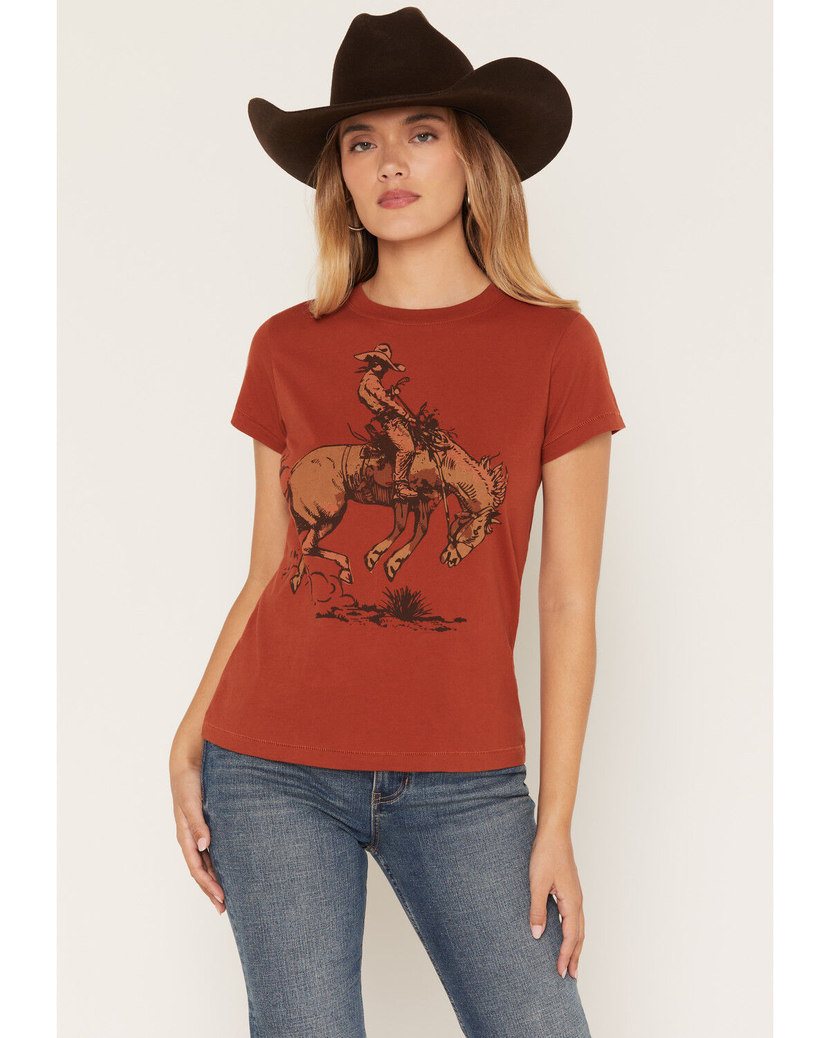Image #1 - Shyanne Women's Remi Short Sleeve Graphic Tee, Brick Red, hi-res