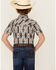 Image #4 - Rock & Roll Denim Boys' Southwestern Print Moisture Wicking Short Sleeve Pearl Snap Western Shirt , Brown, hi-res