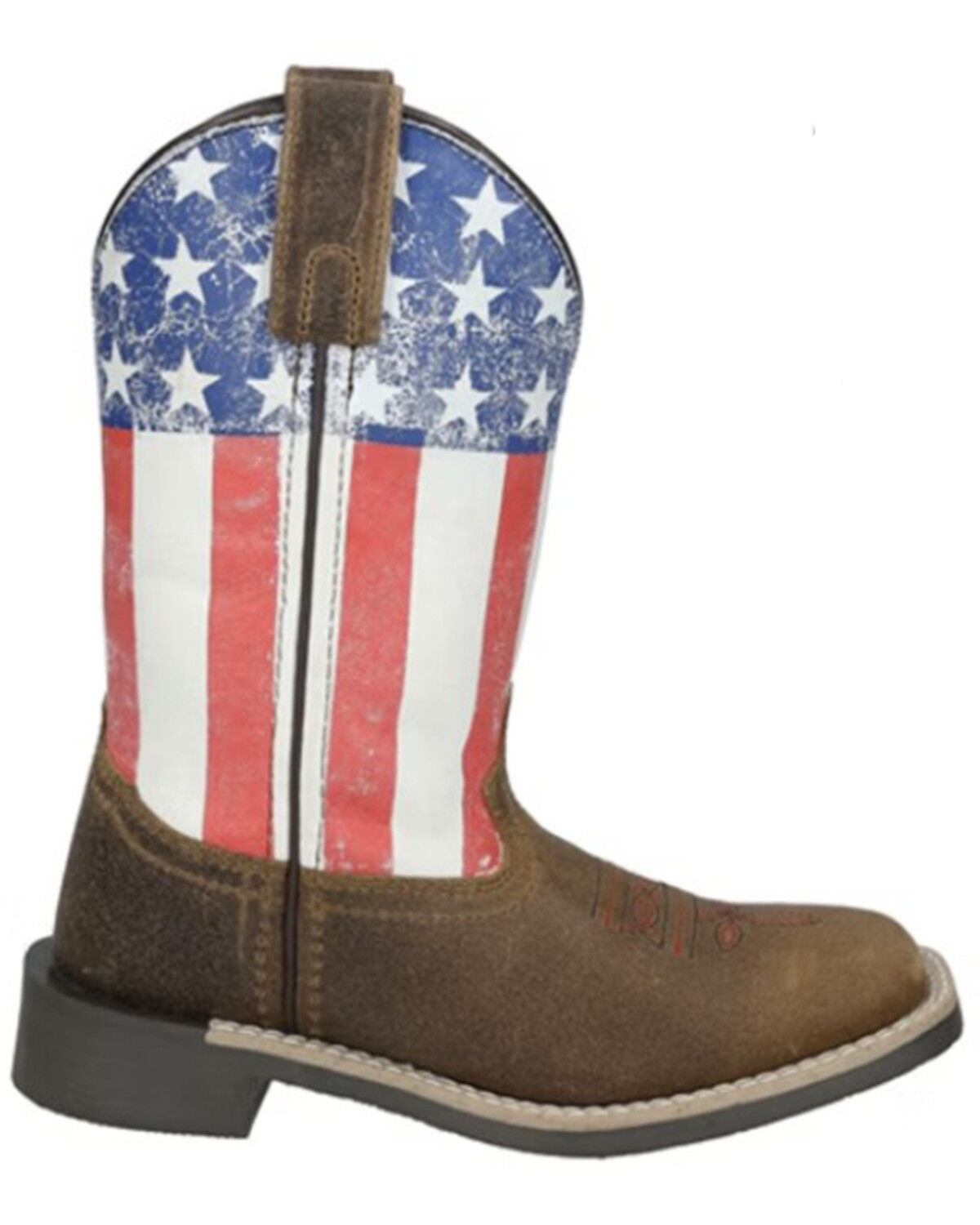 Image #1 - Smoky Mountain Little Boys' Old Glory Western Boots - Broad Square Toe, Brown, hi-res