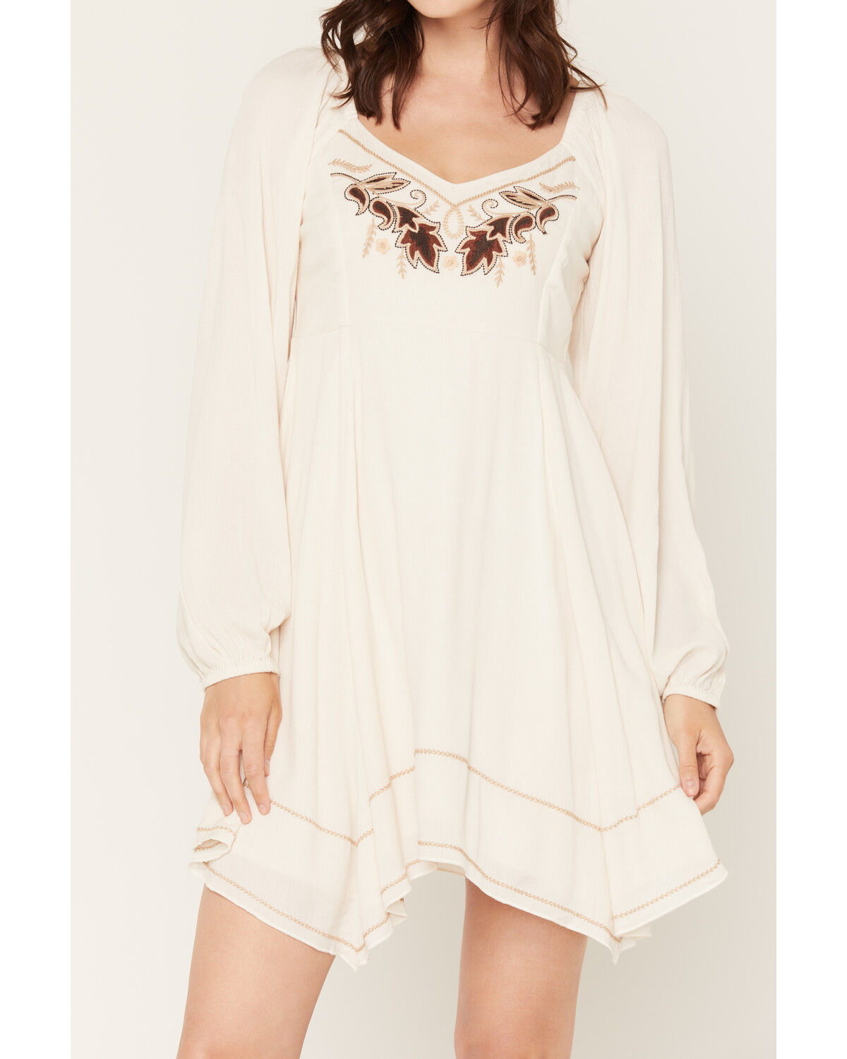 Image #3 - Shyanne Women's Piper Embroidered Hanky Hem Mini Dress, Natural, hi-res