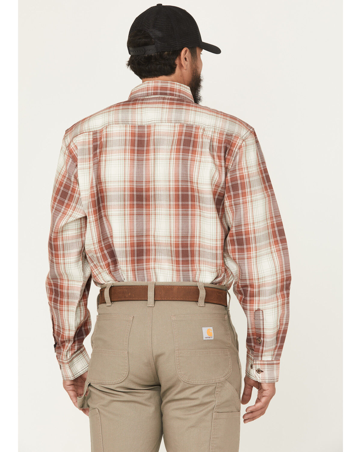 Image #4 - Carhart Men's FR Force Rugged Flex&reg; Loose Fit Midweight Plaid Print Long Sleeve Button-Down Work Shirt, Wine, hi-res