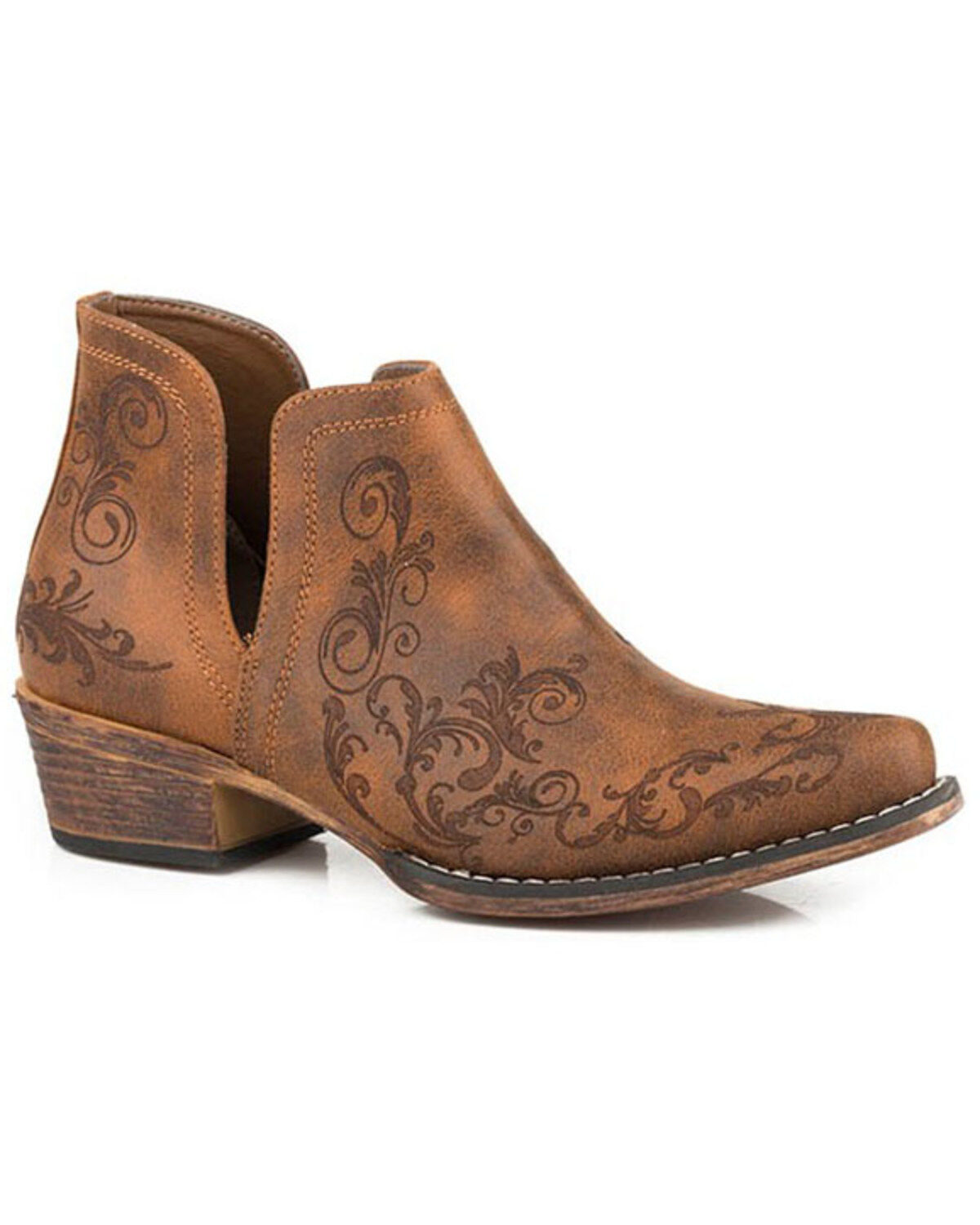 Roper Women's Ava Fashion Booties - Snip Toe, Brown, hi-res
