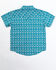 Image #3 - Shyanne Toddler Girls' Rodeo Print Short Sleeve Pearl Snap Shirt, Teal, hi-res