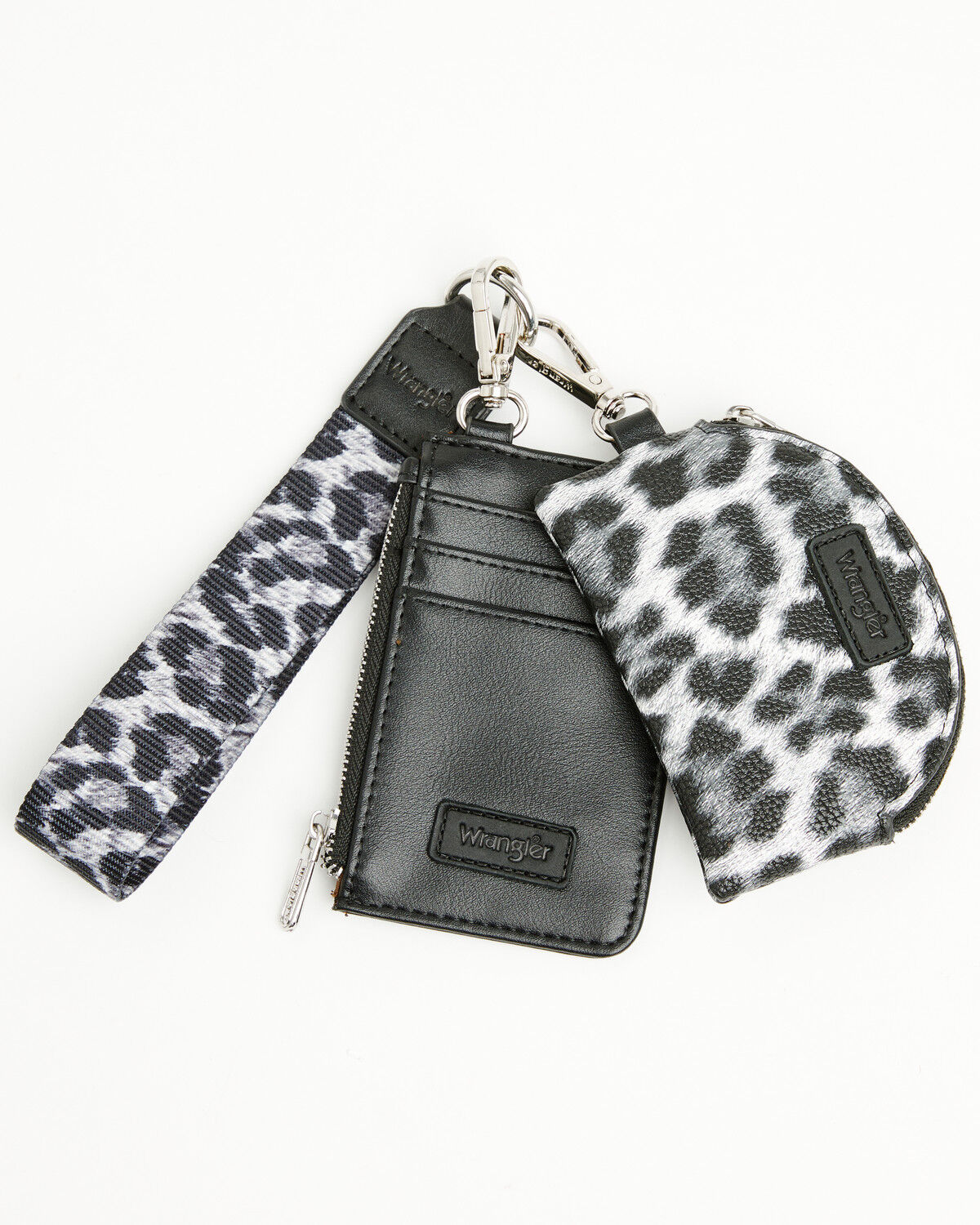 Image #2 - Wrangler Women's Boot Barn Exclusive Leopard Print Keychain Coin Wallet, Black, hi-res