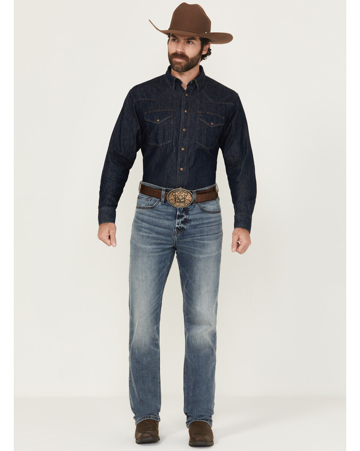 Image #1 - Blue Ranchwear Men's Dorado Wash Bronson Slim Straight Stretch Denim Jeans, Medium Wash, hi-res