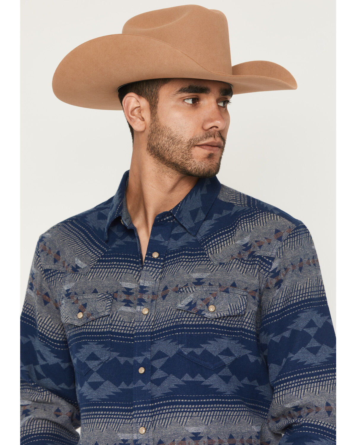 Image #2 - Cody James Men's Arrow Bear Southwestern Long Sleeve Snap Flannel Shirt - Tall, Blue, hi-res
