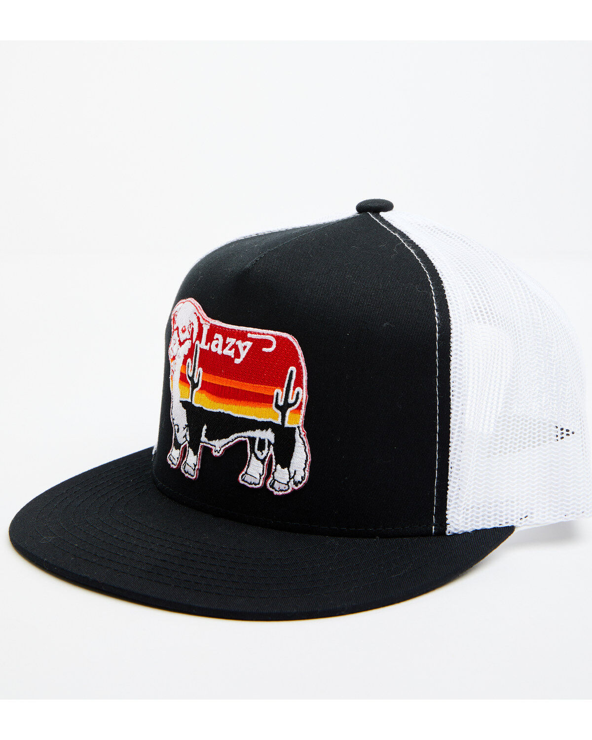 Image #1 - Lazy J Ranch Men's Sunset Cow Patch Mesh-Back Ball Cap, Black, hi-res