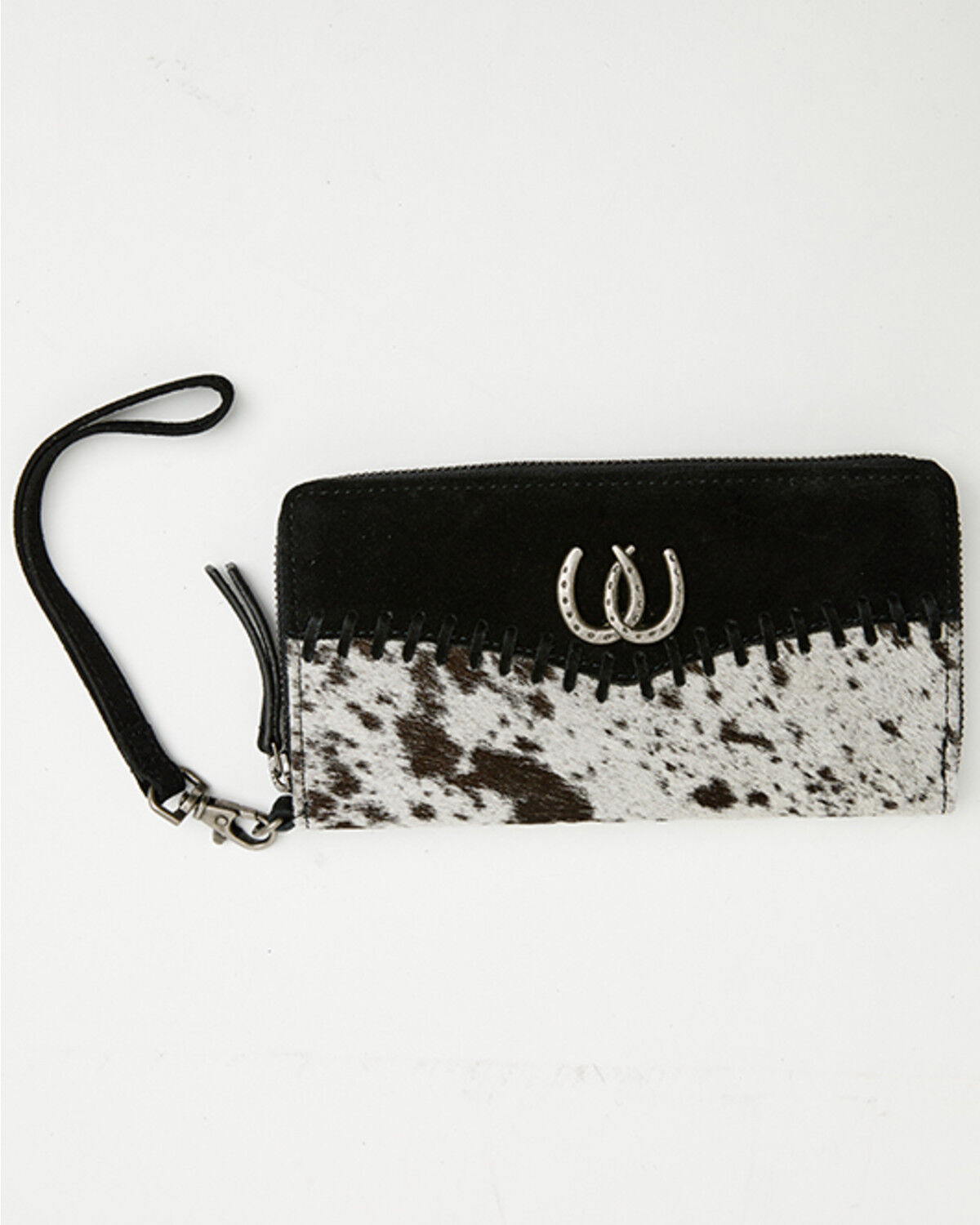 Image #1 - Idyllwind Women's Lyndale Double Horseshoe Hair-On Wallet, Black, hi-res