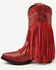 Image #3 - Dan Post Girls' Happy Trails Fringe Western Boots - Snip Toe, Red, hi-res