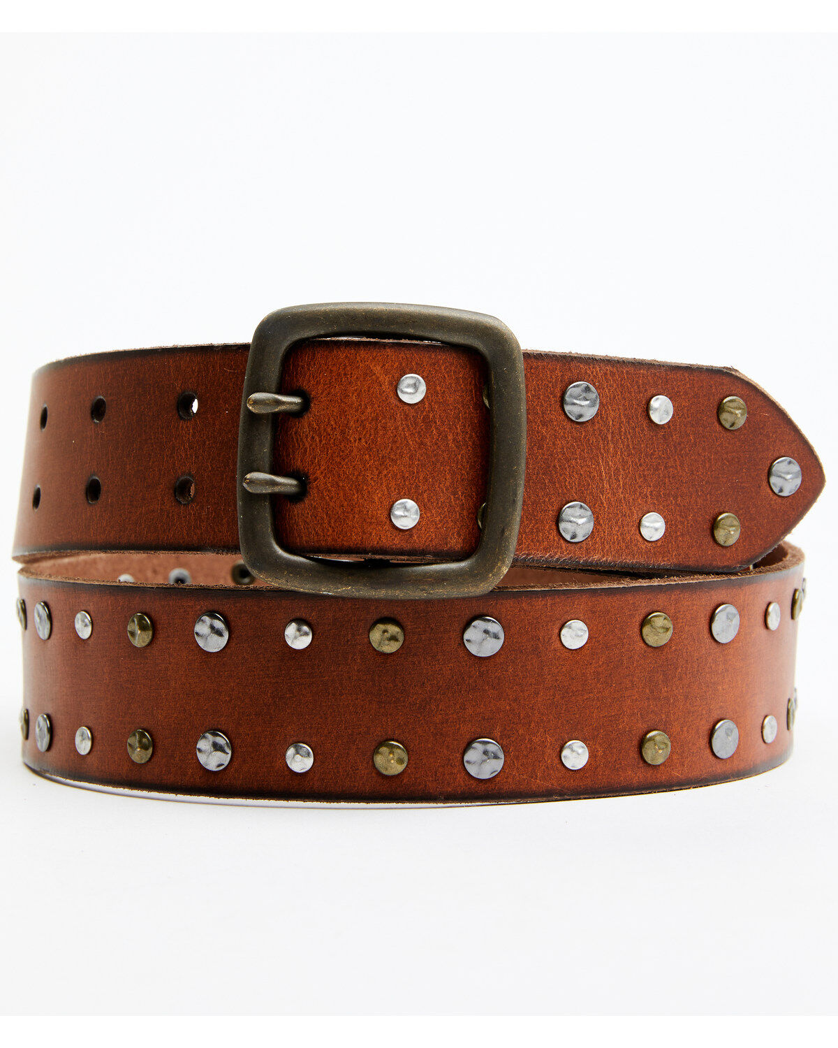 Cleo + Wolf Women's Mixed Metal Studded Belt, Lt Brown, hi-res