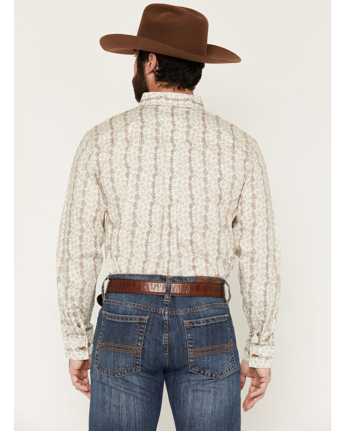 Image #4 - Cody James Men's Hickory Floral Stripe Print Long Sleeve Button-Down Stretch Western Shirt, Tan, hi-res