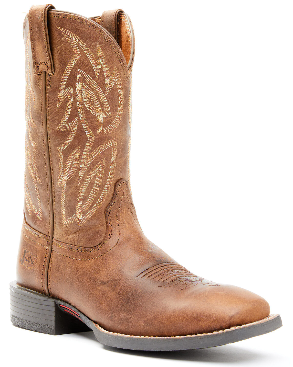 Justin Men's Stampede Canter Performance Western Boots - Broad Square Toe, Brown, hi-res