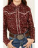 Image #3 - Shyanne Girls' Dakota Floral Print Long Sleeve Pearl Snap Western Shirt , Mahogany, hi-res