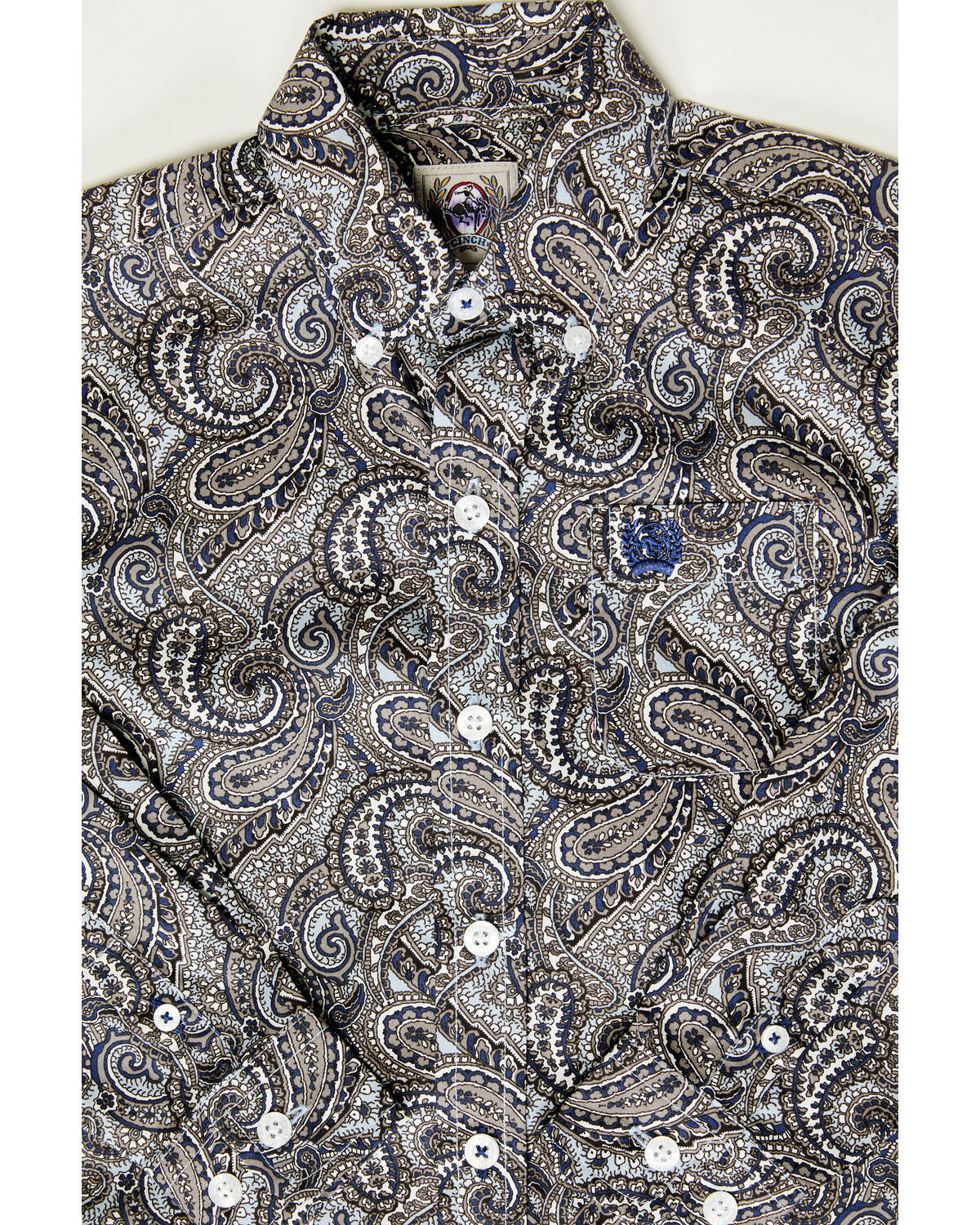 Image #3 - Cinch Toddler Boys' Paisley Print Long Sleeve Button-Down Western Shirt, Grey, hi-res