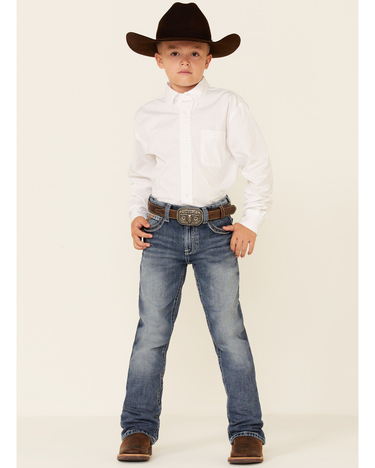 Ariat Boys' B4 Coltrane Durango Relaxed Bootcut Jeans, Indigo, hi-res