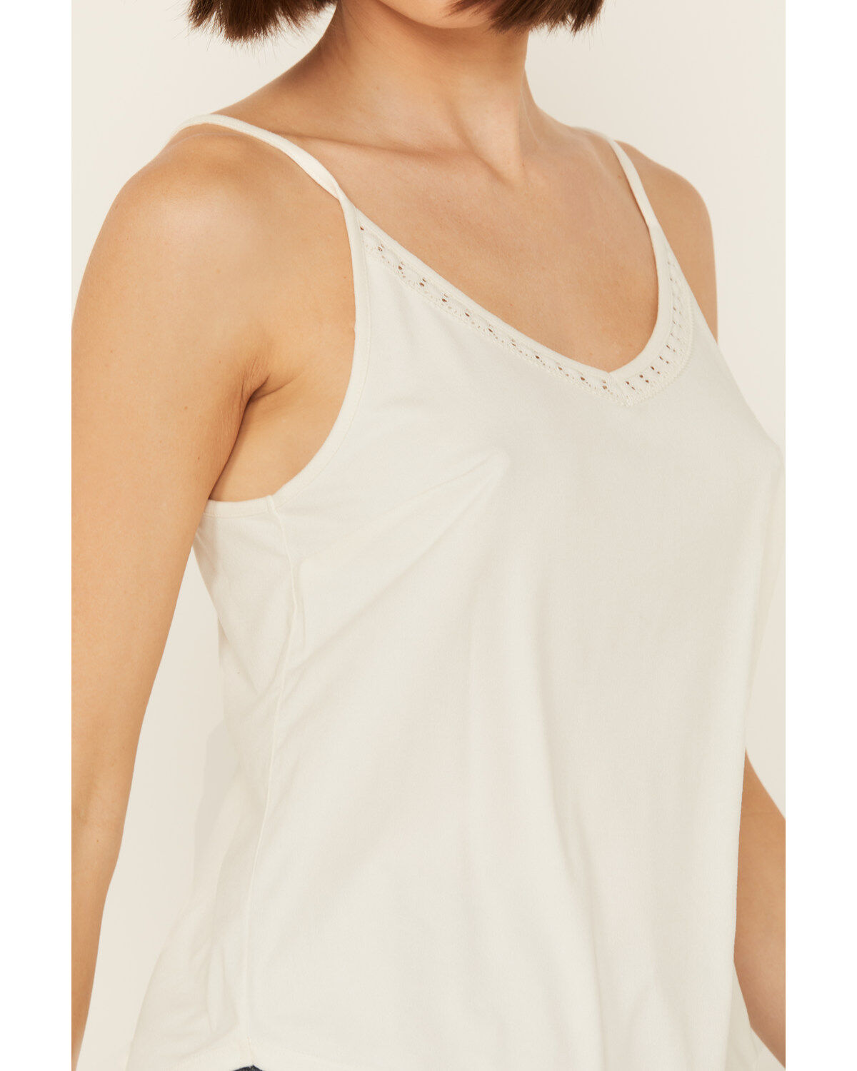 Image #3 - Shyanne Women's Crochet Trim Faux Suede Cami, Ivory, hi-res