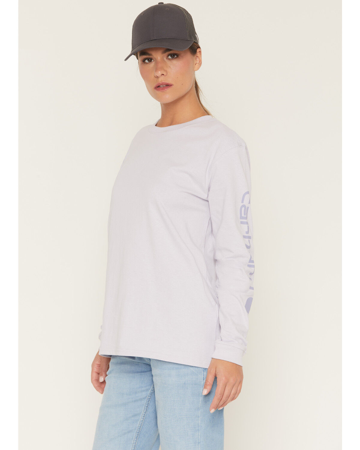 Image #1 - Carhartt Women's Loose Fit Heavyweight Long Sleeve Graphic Work Shirt, Lavender, hi-res