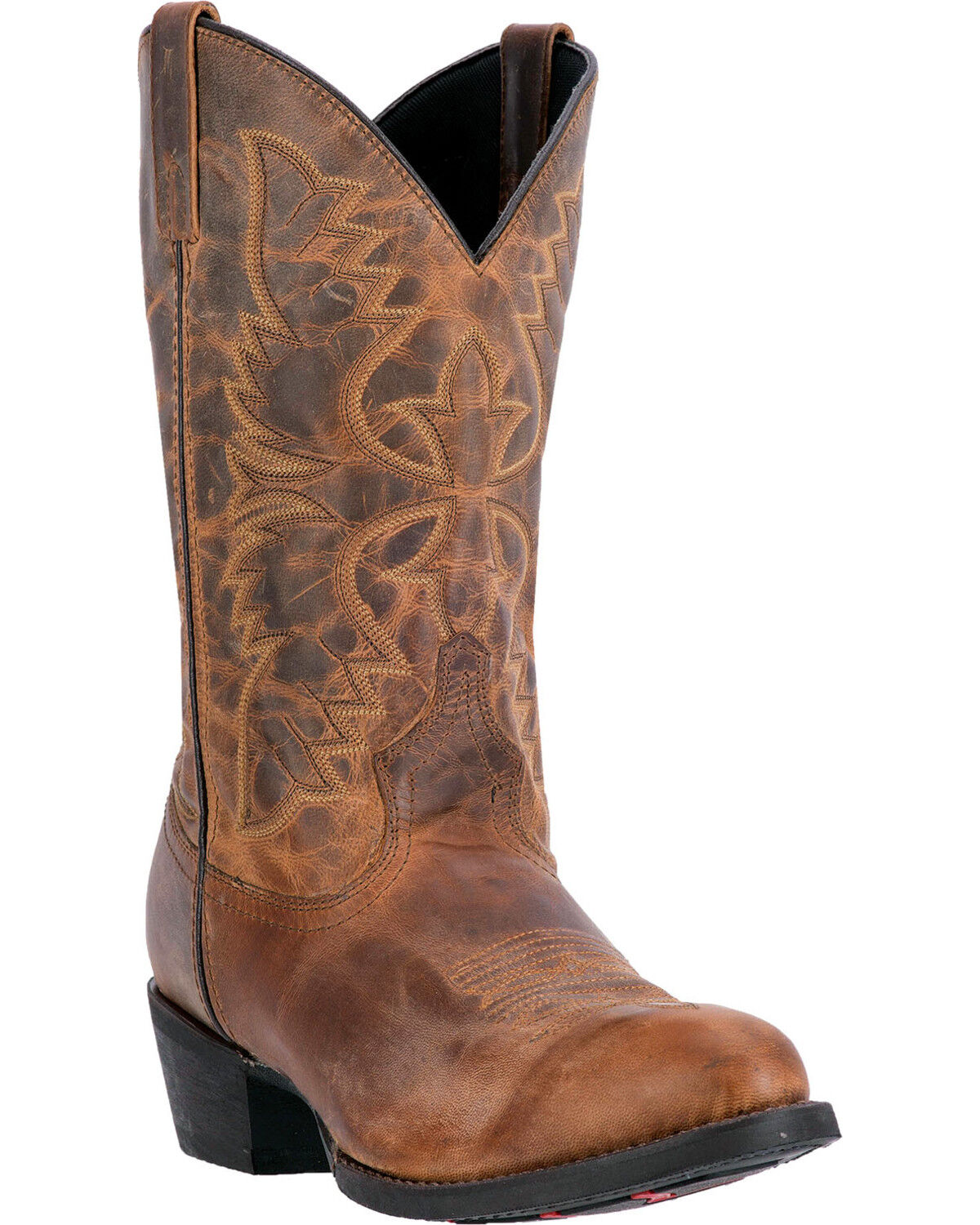 Image #2 - Laredo Men's Embroidered Round Toe Western Boots, Tan, hi-res