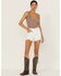 Image #1 - Daze Women's Troublemaker in Trash Raw Hem White Shorts, White, hi-res