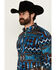 Image #2 - RANK 45&reg; Men's Zavallo Southwestern Patchwork Long Sleeve Button-Down Stretch Western Shirt, Teal, hi-res