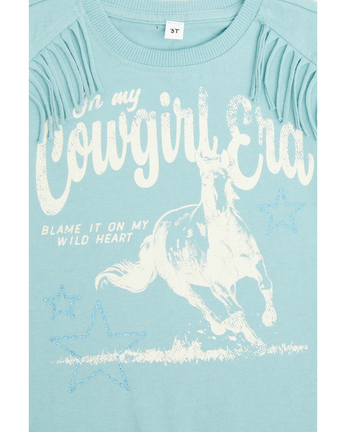 Image #2 - Shyanne Toddler Girls' Cowgirl Era Short Sleeve Fringe Tee, Aqua, hi-res