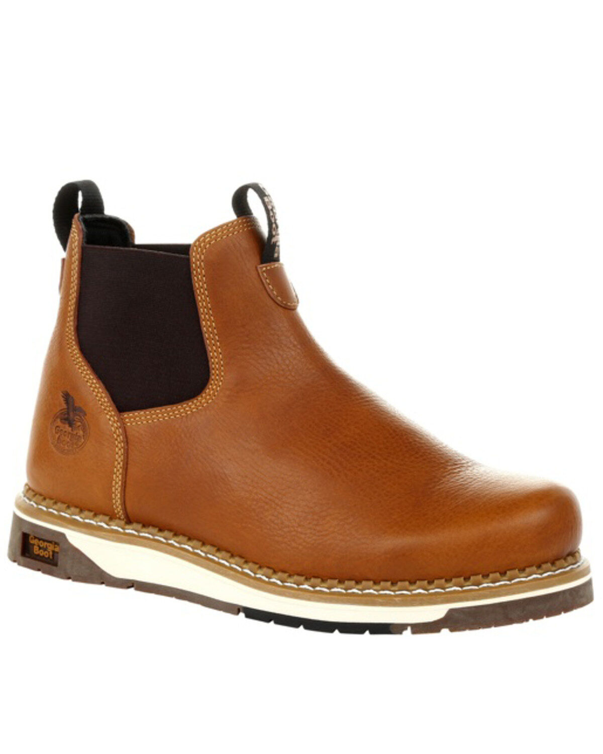 Image #1 - Georgia Boot Men's AMP LT Wedge Chelsea Work Boots - Soft Toe, Brown, hi-res