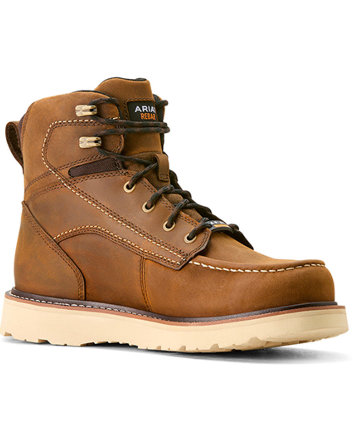 Image #1 - Ariat Men's 6" Wedge Rebar Waterproof Moc Work Boots - Soft Toe, Brown, hi-res