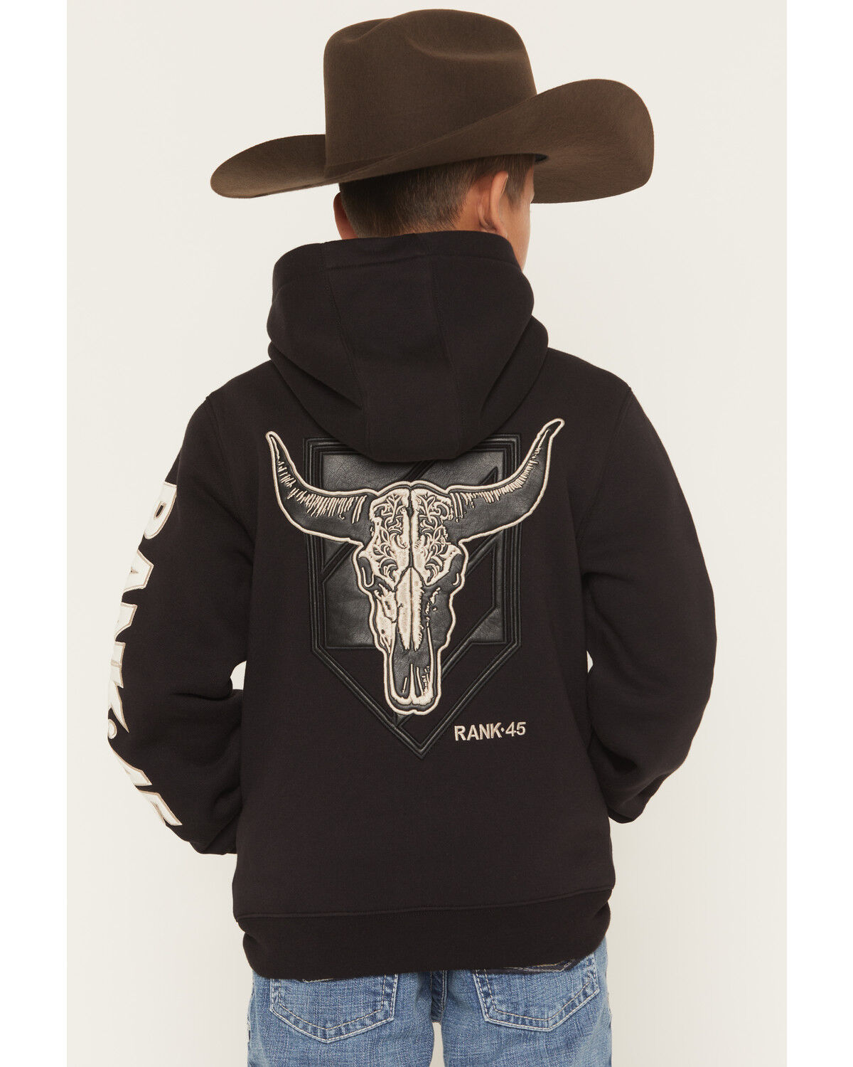 Image #1 - RANK 45&reg; Boys' Solid Flank Hooded Sweatshirt, Black, hi-res