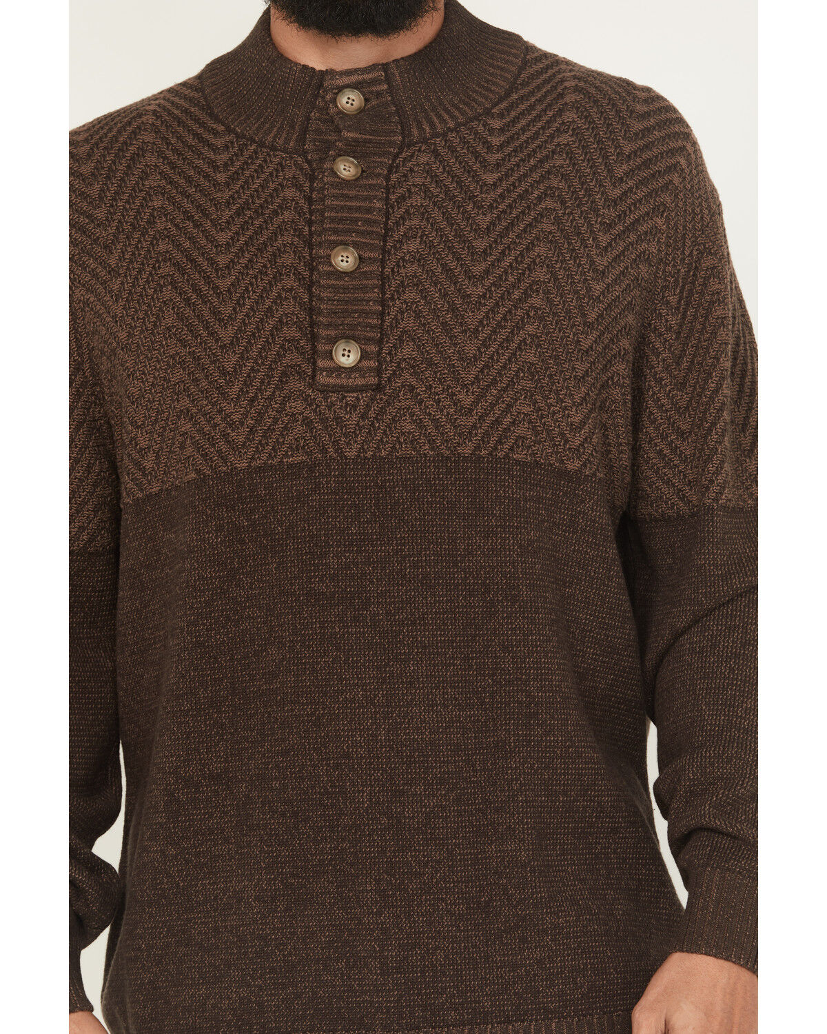 Image #3 - Cinch Men's Solid Button-Down Sweater, Brown, hi-res
