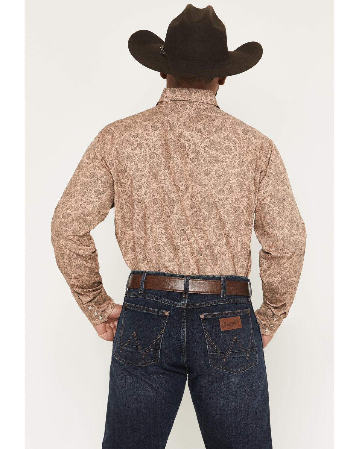 Image #4 - Ely Walker Men's Paisley Print Long Sleeve Pearl Snap Western Shirt - Tall, Khaki, hi-res