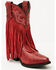 Image #1 - Dan Post Girls' Happy Trails Fringe Western Boots - Snip Toe, Red, hi-res