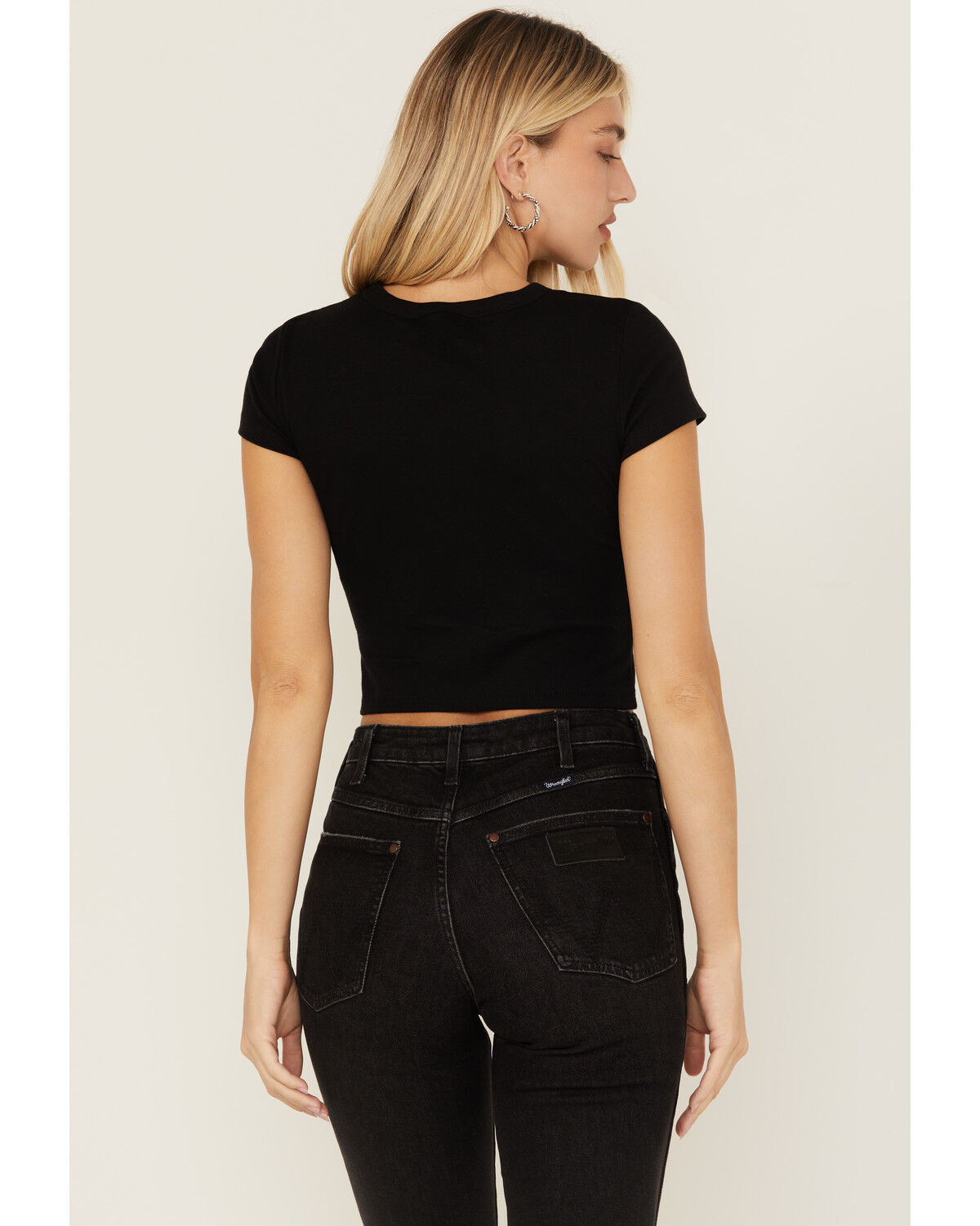 Image #4 - Boot Barn Women's Logo Short Sleeve Graphic Baby Tee, Black, hi-res